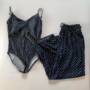 Summersalt one piece swimsuit with matching beach pants size 12 large navy